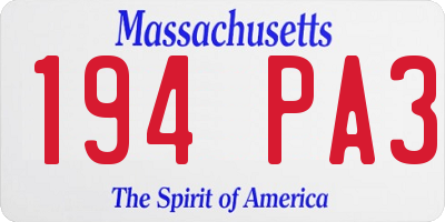 MA license plate 194PA3
