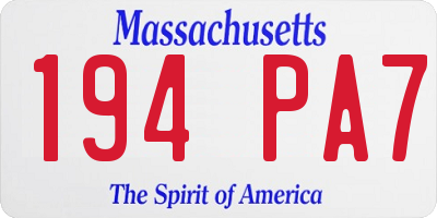 MA license plate 194PA7
