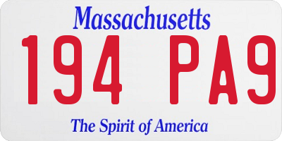 MA license plate 194PA9