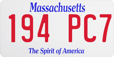 MA license plate 194PC7