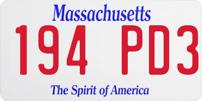 MA license plate 194PD3