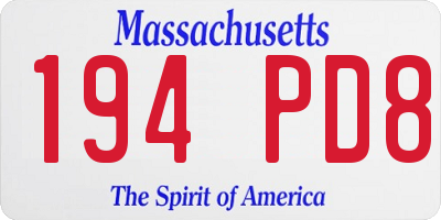 MA license plate 194PD8