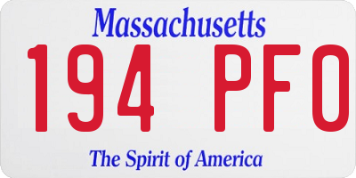 MA license plate 194PF0