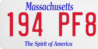 MA license plate 194PF8