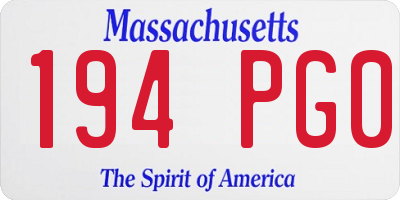 MA license plate 194PG0