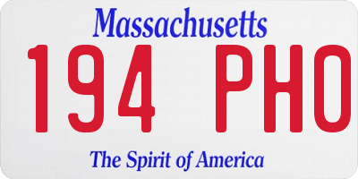 MA license plate 194PH0