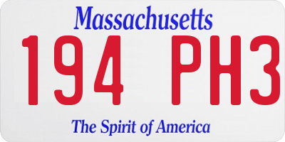 MA license plate 194PH3