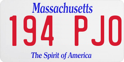 MA license plate 194PJ0