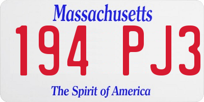 MA license plate 194PJ3
