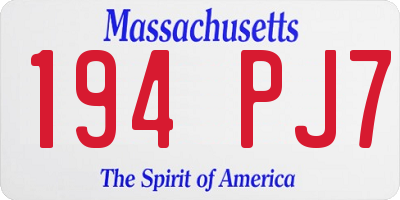 MA license plate 194PJ7