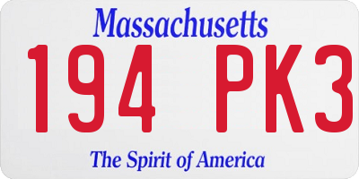 MA license plate 194PK3