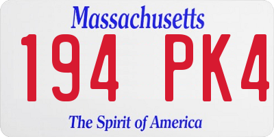 MA license plate 194PK4