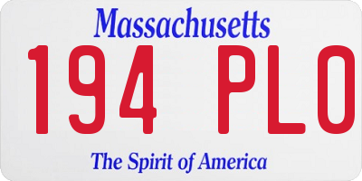 MA license plate 194PL0