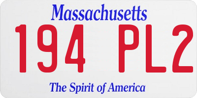 MA license plate 194PL2