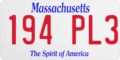 MA license plate 194PL3