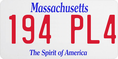 MA license plate 194PL4