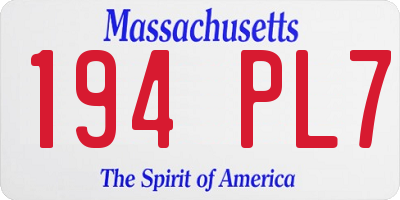 MA license plate 194PL7