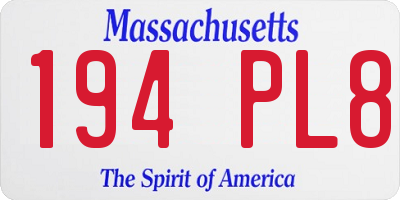 MA license plate 194PL8