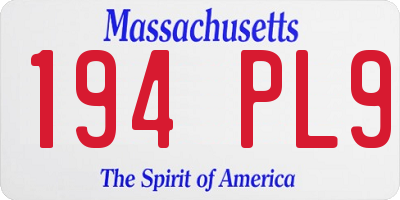 MA license plate 194PL9