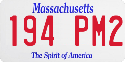 MA license plate 194PM2