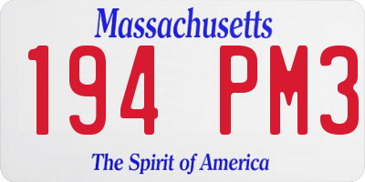 MA license plate 194PM3