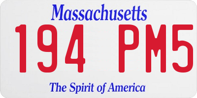 MA license plate 194PM5