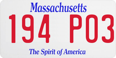 MA license plate 194PO3