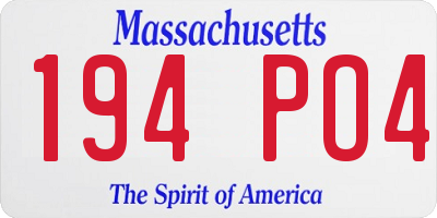 MA license plate 194PO4