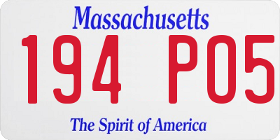 MA license plate 194PO5