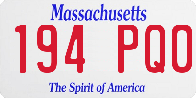 MA license plate 194PQ0