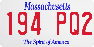 MA license plate 194PQ2