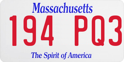 MA license plate 194PQ3