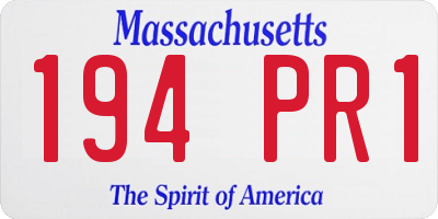 MA license plate 194PR1