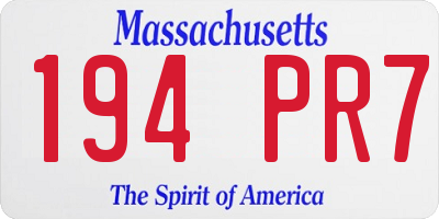 MA license plate 194PR7