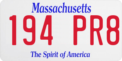 MA license plate 194PR8