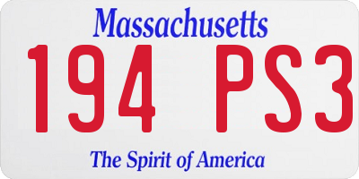 MA license plate 194PS3