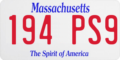 MA license plate 194PS9