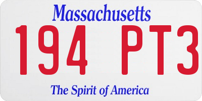 MA license plate 194PT3
