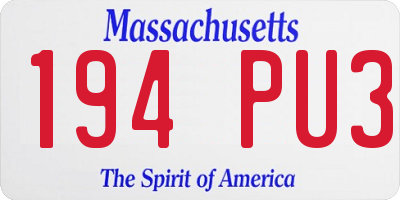 MA license plate 194PU3
