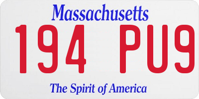 MA license plate 194PU9