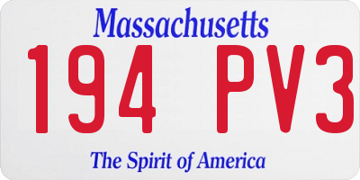 MA license plate 194PV3