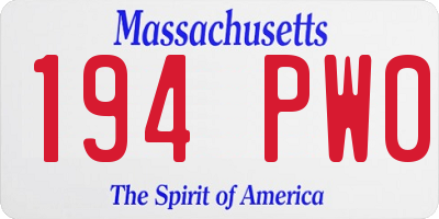MA license plate 194PW0