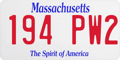 MA license plate 194PW2