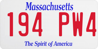MA license plate 194PW4