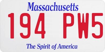 MA license plate 194PW5