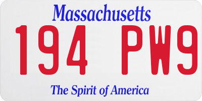 MA license plate 194PW9