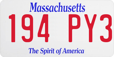 MA license plate 194PY3