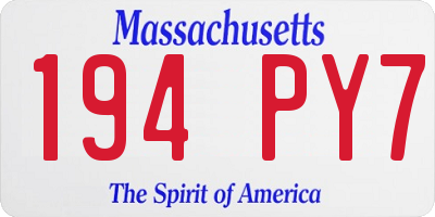MA license plate 194PY7