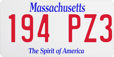 MA license plate 194PZ3
