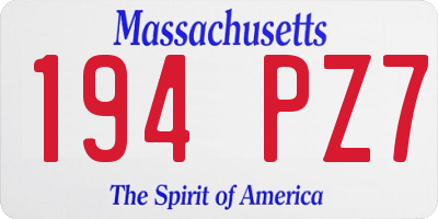 MA license plate 194PZ7